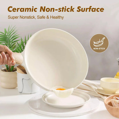 SENSARTE Ceramic Nonstick Frying Pan Skillet with 9.5 Inch, White [2]