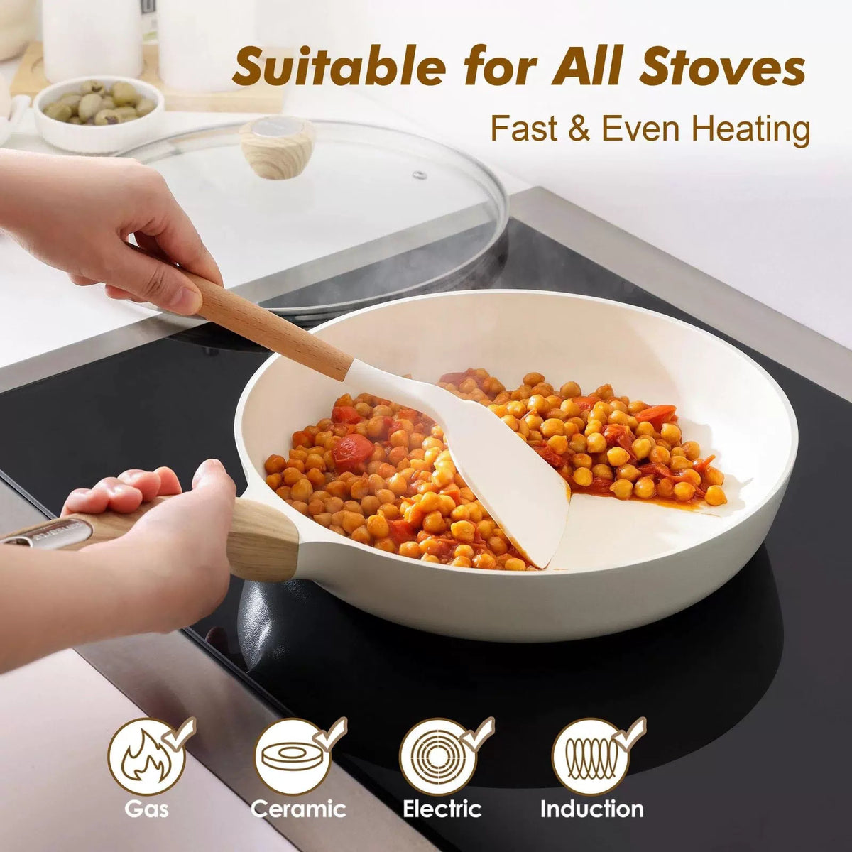 SENSARTE Ceramic Nonstick Frying Pan Skillet with 9.5 Inch, White [3]
