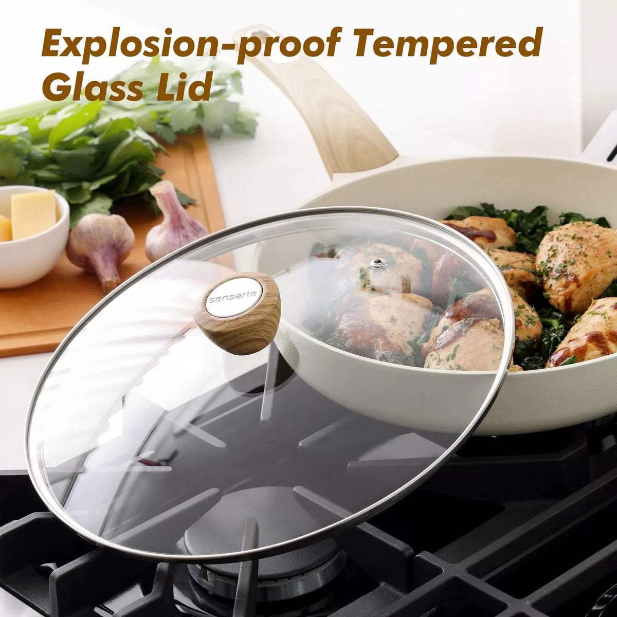 SENSARTE Ceramic Nonstick Frying Pan Skillet with 9.5 Inch, White [4]