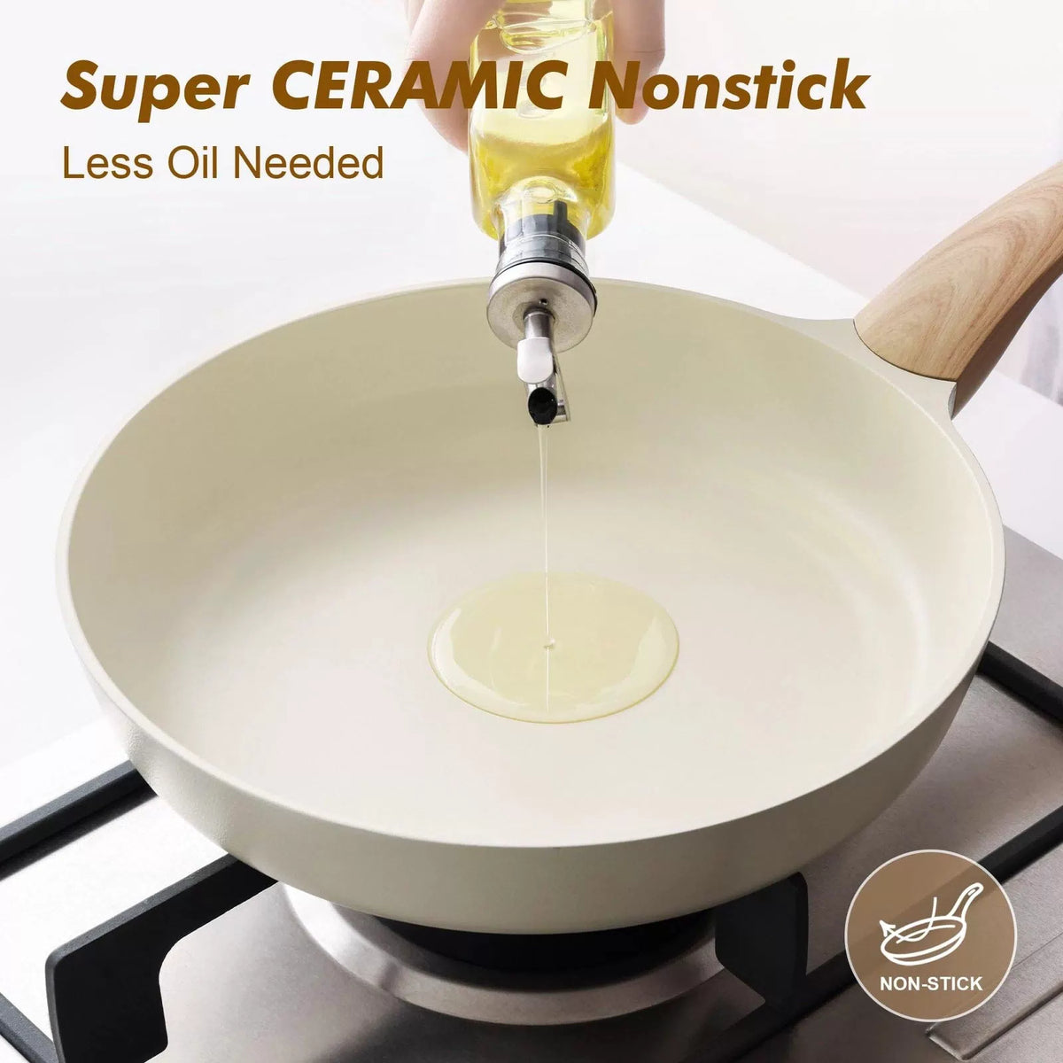 SENSARTE Ceramic Nonstick Frying Pan Skillet with 9.5 Inch, White [5]