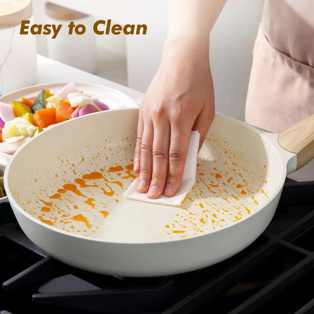 SENSARTE Ceramic Nonstick Frying Pan Skillet with 9.5 Inch, White [7]