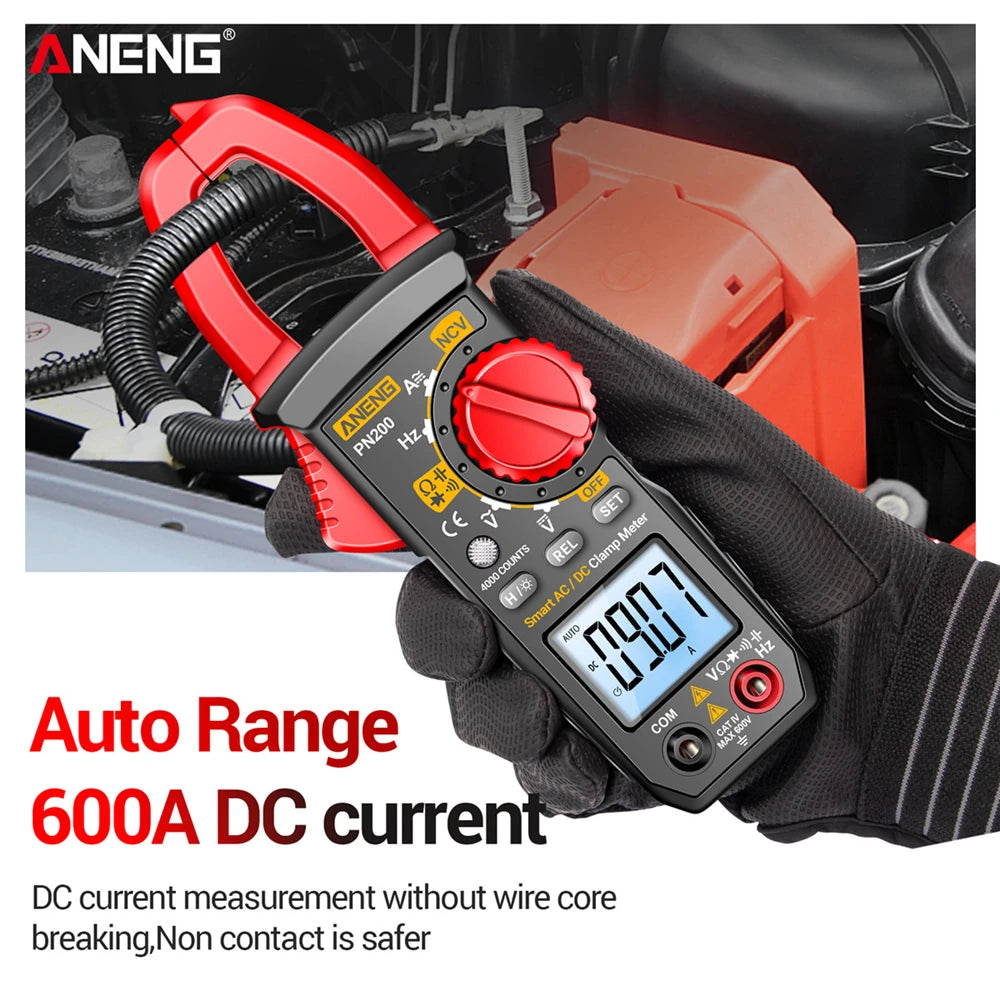 ANENG PN200 Digital Clamp Meter 4000 Counts 600A AC/DC Current Voltage Multimeter NCV Ohm Resistance Capacitance Tester