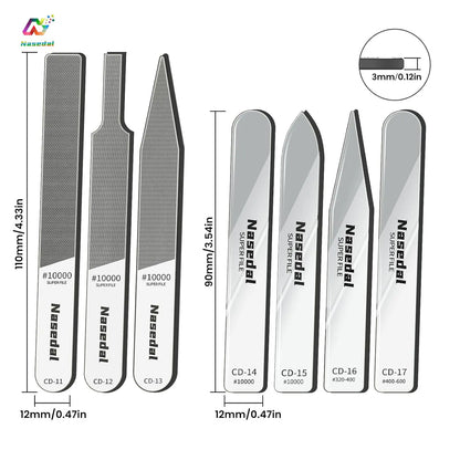 Nasedal 7Pcs Glass Files 320-10000 Grits Ultra Fine Mirror Sanding for Gundam Scale Model 3D Print Plastic Resin Polishing Tools