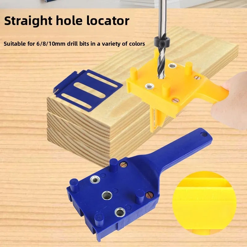 Woodworking Dowel Handheld Drill Guide and Hole Saw Tool 6/8/10mm Drill Bit For Carpentry Straight Hole Locator Clamp