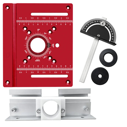 Router Insert Plate Full Kit Aluminum Router Table Base Miter Gauge Sliding Hardware Dual Scale Benchtop Wood Router Woodworking