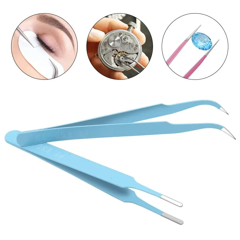 6 PCS Precision Tweezers Set ESD Anti-Static for Electronics Repair Straight Curved Industrial-Tweezer Craft Soldering Hand Tool
