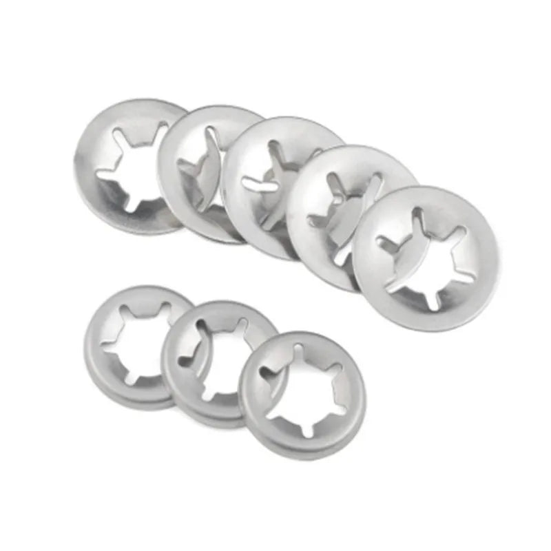 Bulk Pack 20/100pcs Stainless Steel Star Lock Plum Bearing Retaining Rings M3-M12 Sizes Flower Washer Clips for Hardware & Tools