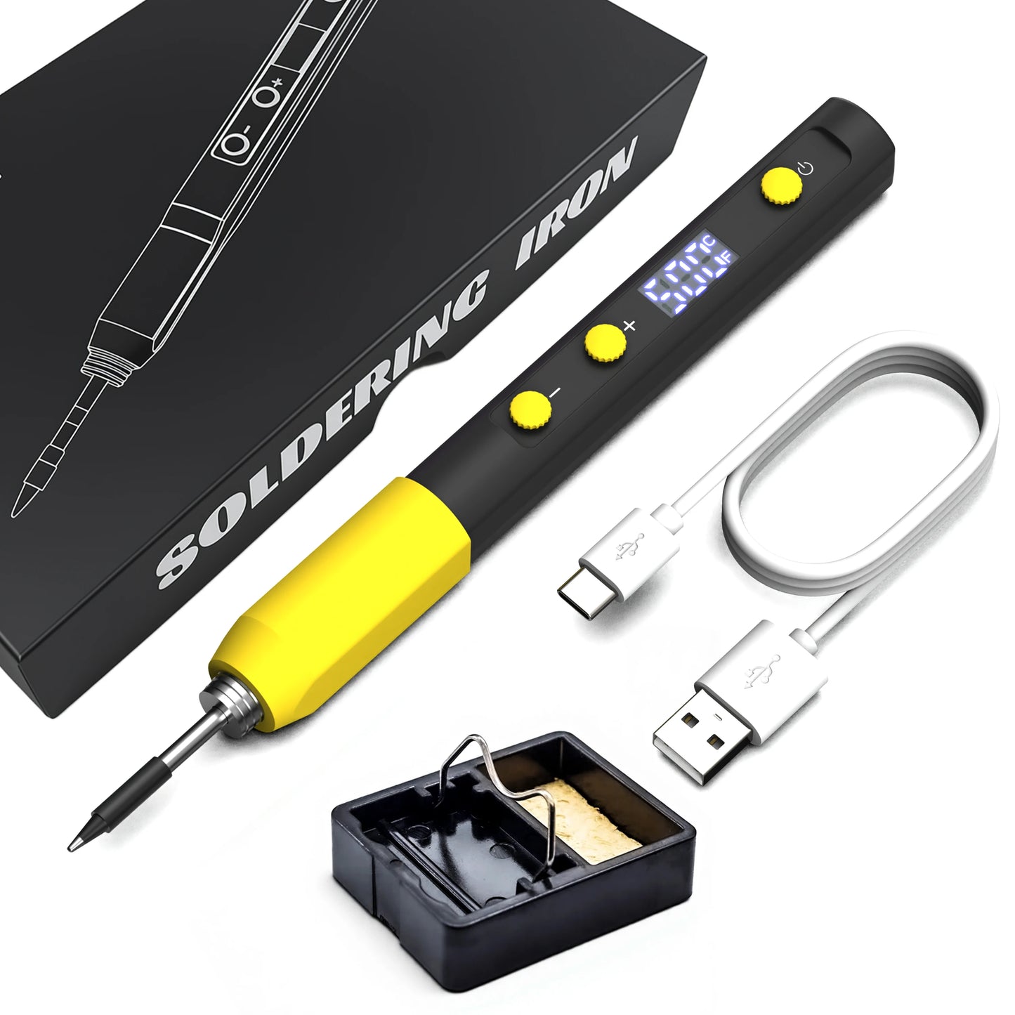 USB Portable Mini Digital Display Soldering Iron Kit with Fast Heating, Adjustable Temperature, and Plug-in Design