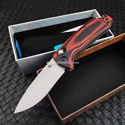 North Fork BM 15031 Outdoor Axis Folding Knife with Clip Jungle Exploration Wilderness Camping Backpacking Utility Jackknife Stablized Wood Handle