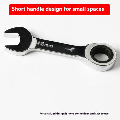 Short handle adjustable head ratchet wrench mini fast ratchet wrench labor-saving auto repair hardware dual-purpose wrench tool