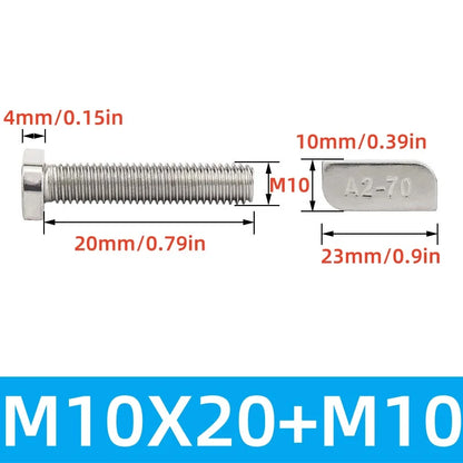 M8/M10 T-Bolt Kit 304 Stainless Steel (A2-70) - T-Screws Locking Tooth Flange Nuts - for Solar Panel Mounting PV Rails Greenhous
