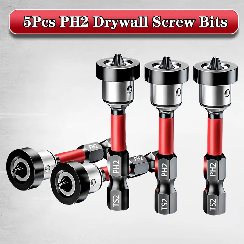 1/3/5pcs Setter Magnetic Positioning Screwdriver PH2 Bits 1/4" Hex Shank Bit Plasterboard Screws Locating Batch Head Tools