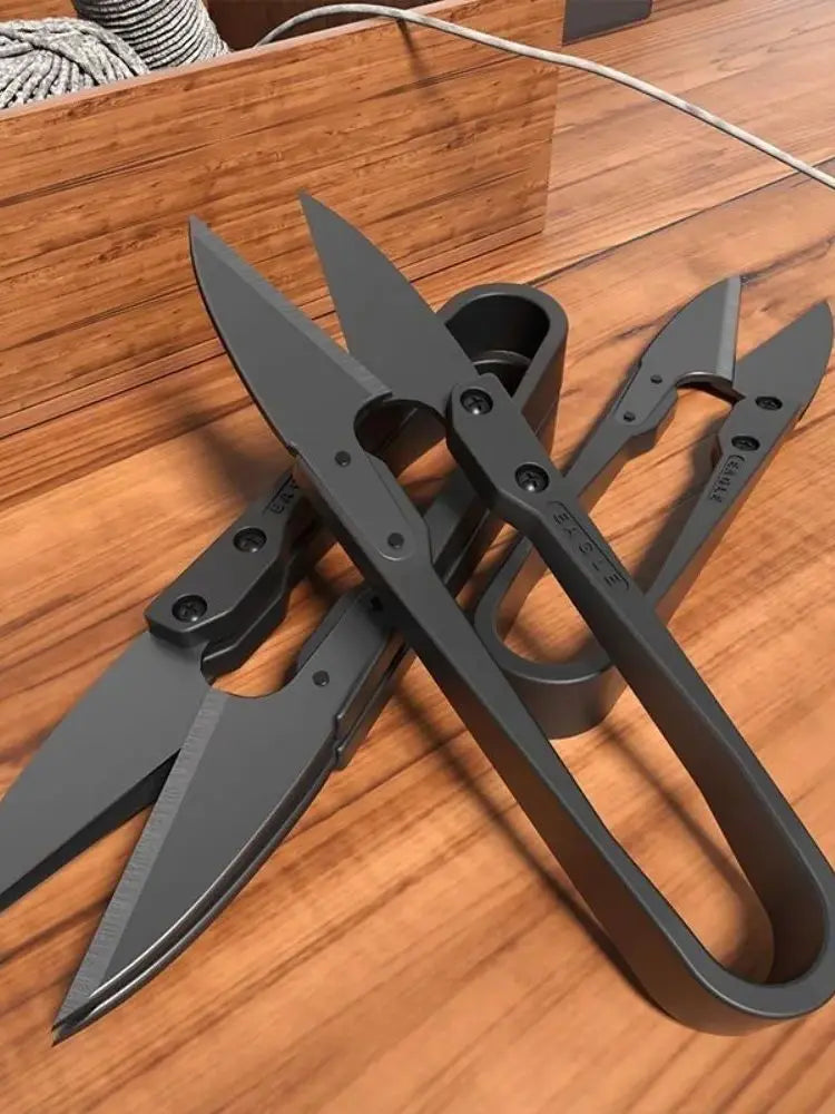 1pc Black Carbon Steel U-shaped Shears Stainless Elastic Scissors Clothing Needle Thread Knitting Supplies Scissors Accessories