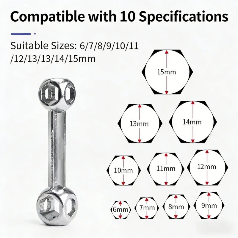 Multi-Purpose 10-in-1 Portable Hex Wrench Set, Mini Hexagonal Repair Tool for Bicycle and General Hardware Screw Work