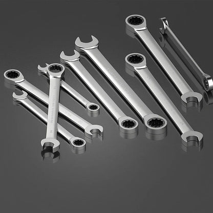 WEELEE Ratcheting Combination Wrench Set, Metric 6-19mm Auto Repair Key Wrenches,Spanner with Rolled Cloth Bags