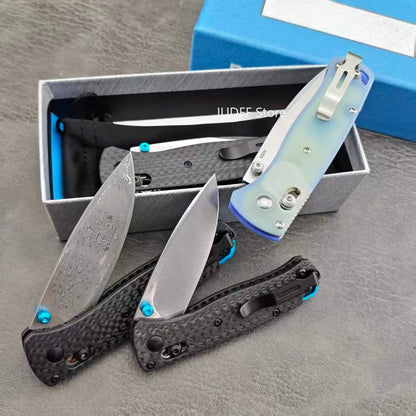 Outdoor Pocket Knife - BM 535/ 533-3 AXIS Multifunctional Folding Knife, Utility Folder Tools, Carbon Fiber/ G10 Handle, with Pocket Clip, for Camping, Adventure Exploration, Hiking, Portable Fruit Cutter