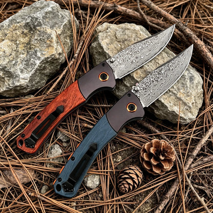 15080 Folding Knife Damascus Steel Blade Portable Pocket Knife Outdoor Camping Fishing Wild Exploration Practical Fruit Knife
