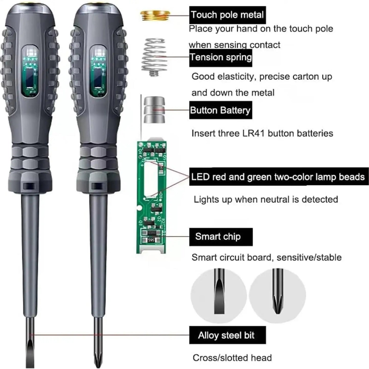 Intelligent Voltage Tester Pen Magnetic Electricity Tester Screwdriver Detector Live Wire Circuit Tester With LED Light Display