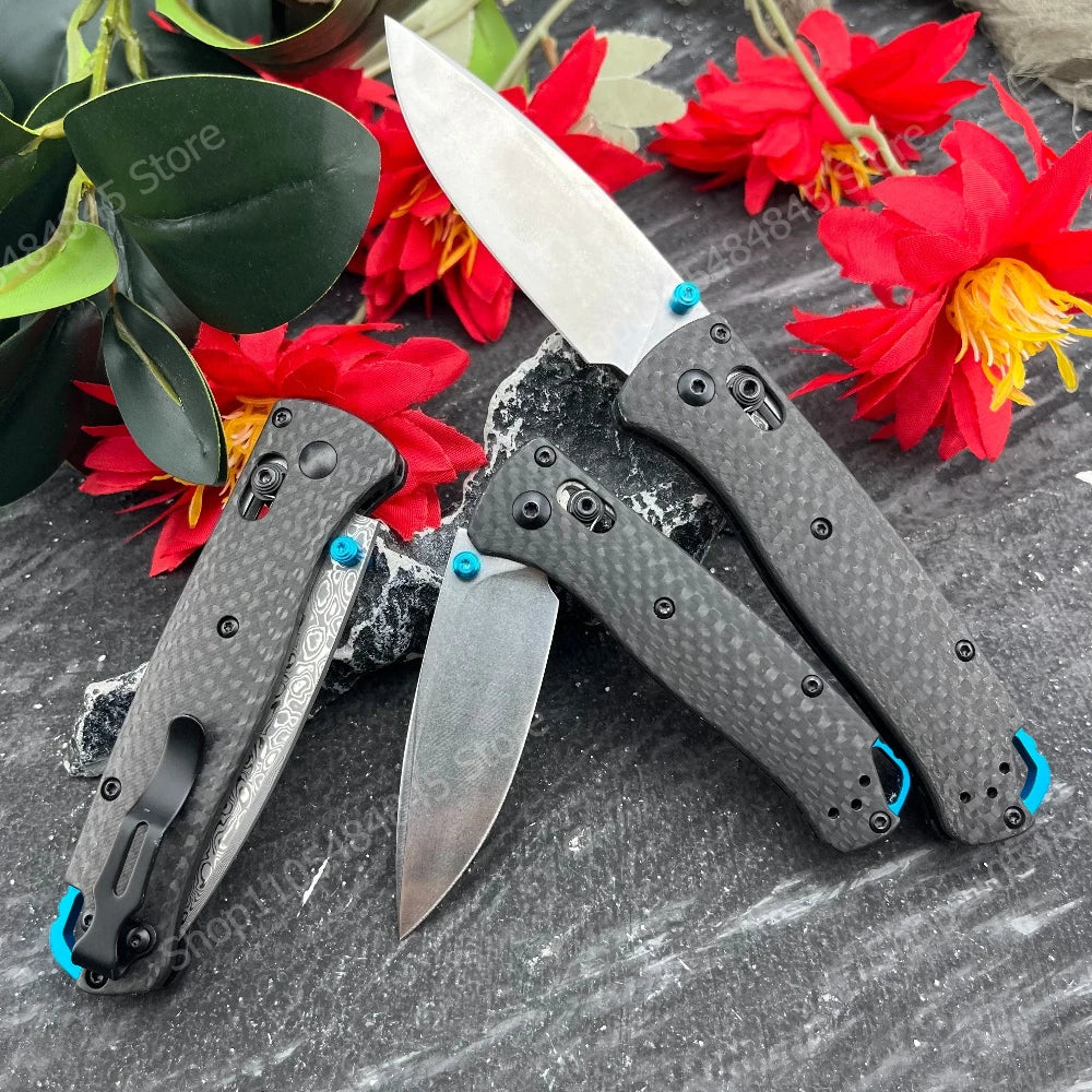 BM 535/533-3 Bugout AXIS LOCK Outdoor Folding Blade Knife Pocket Wilderness Adventure Backpacking Utility Cutter Carbon Fiber Durable Handle Camping Hiking Fishing Compact Tools Gift