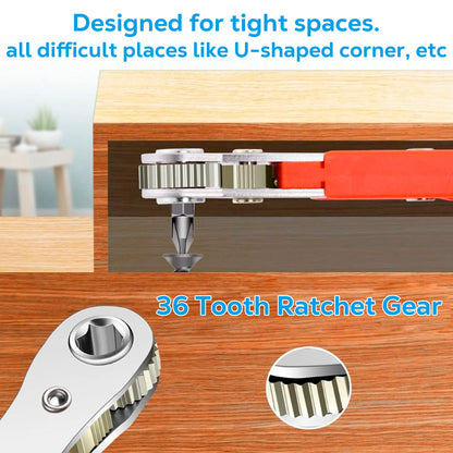 Mini 36-Tooth Two-Way Ratchet Screwdriver, Portable Dual-Direction Bit Wrench for Narrow Spaces, Household Auto Repair Tool
