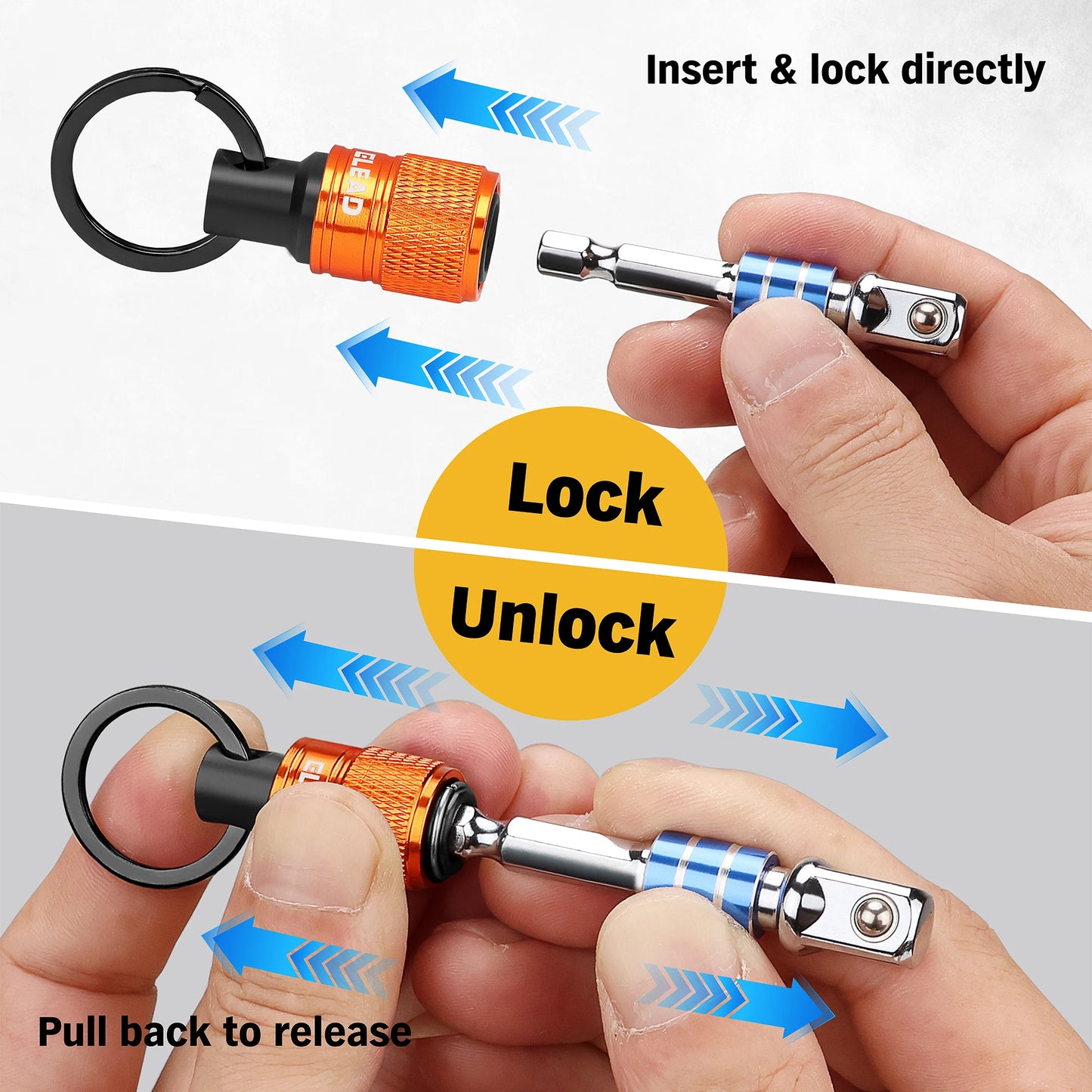 ELEAD 6pcs/Set 1/4" Hexagonal Shank Screwdriver Head Holder Extension Rod Key Chain Adapter Drill Bit Quick Replacement Portable