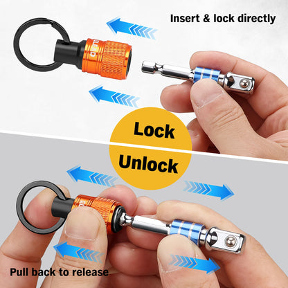 ELEAD 6pcs/Set 1/4" Hexagonal Shank Screwdriver Head Holder Extension Rod Key Chain Adapter Drill Bit Quick Replacement Portable