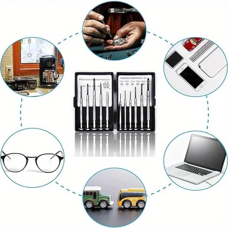 11pcs Professional Screwdriver Set For Watch Eyeglass Mobile Phone Repair With Storage Case