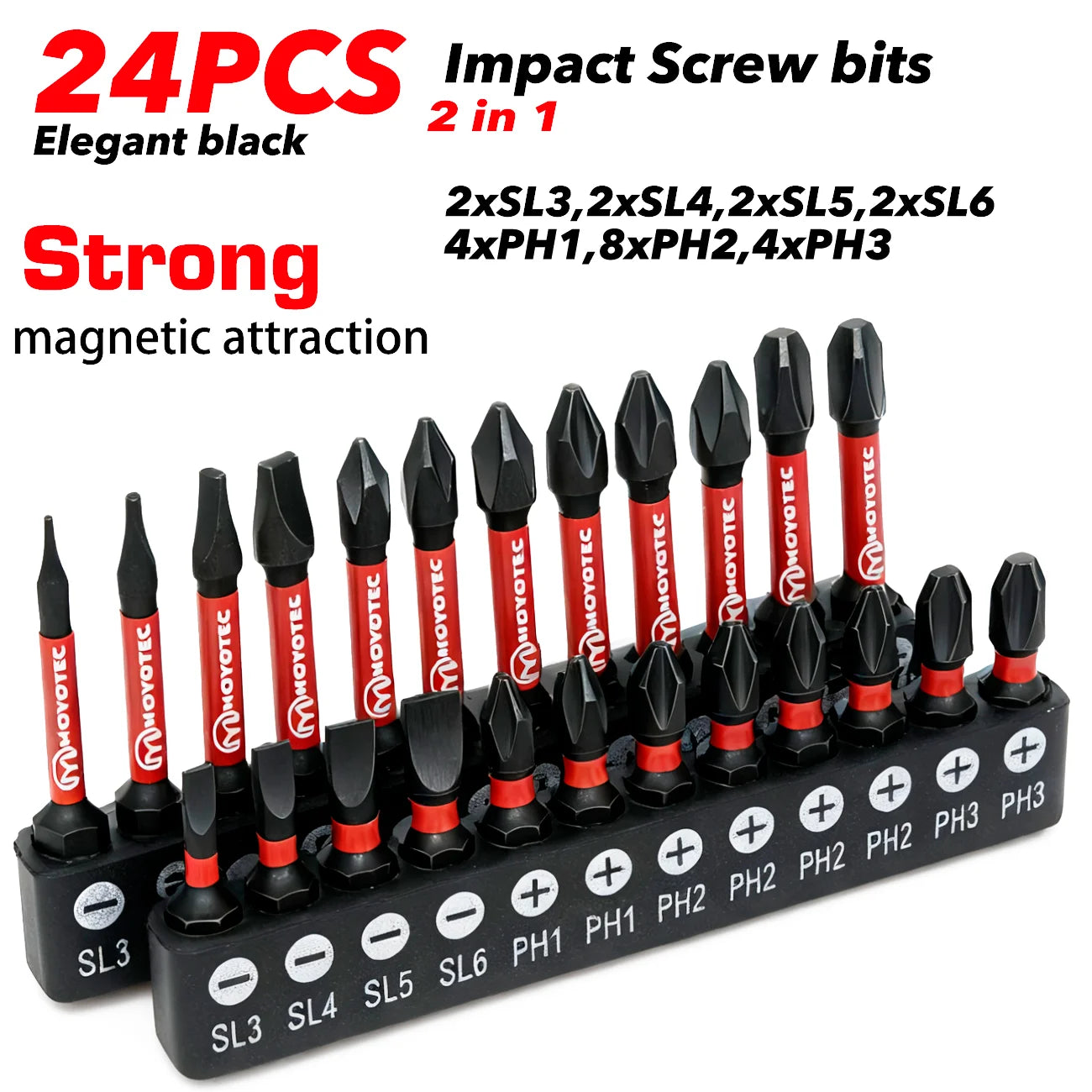 S2 High-Hardness Alloy Steel Impact-Resistant Screwdriver Bits, 12/24 Pieces Phillips and Flathead Dual-Purpose Bit Set, 25Mm/50Mm Dual-Length Torque Bits, Universal Screwdriver Bits for Electric Drills