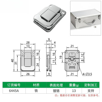 Box snap, nickel-plated iron lock snap, bag fastener, hook, wooden box and toolbox lock, fixed lock, hardware accessory