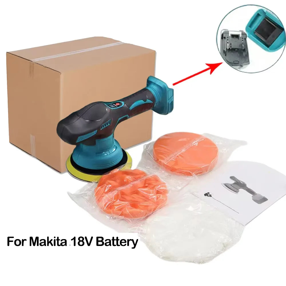Wireless Electric Car Polisher 8 Gears Variable Speed Auto Wax Sand Seal Glaze Polishing Tool Fit 18V Li-ion Battery