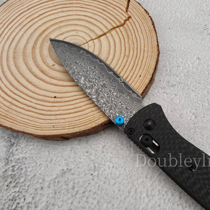 Lightweight BM 535 Damascus Steel Folding Knife Carbon Fiber Handle with Clip EDC Knives Outdoor Camping Fruit Knife Men's Gifts