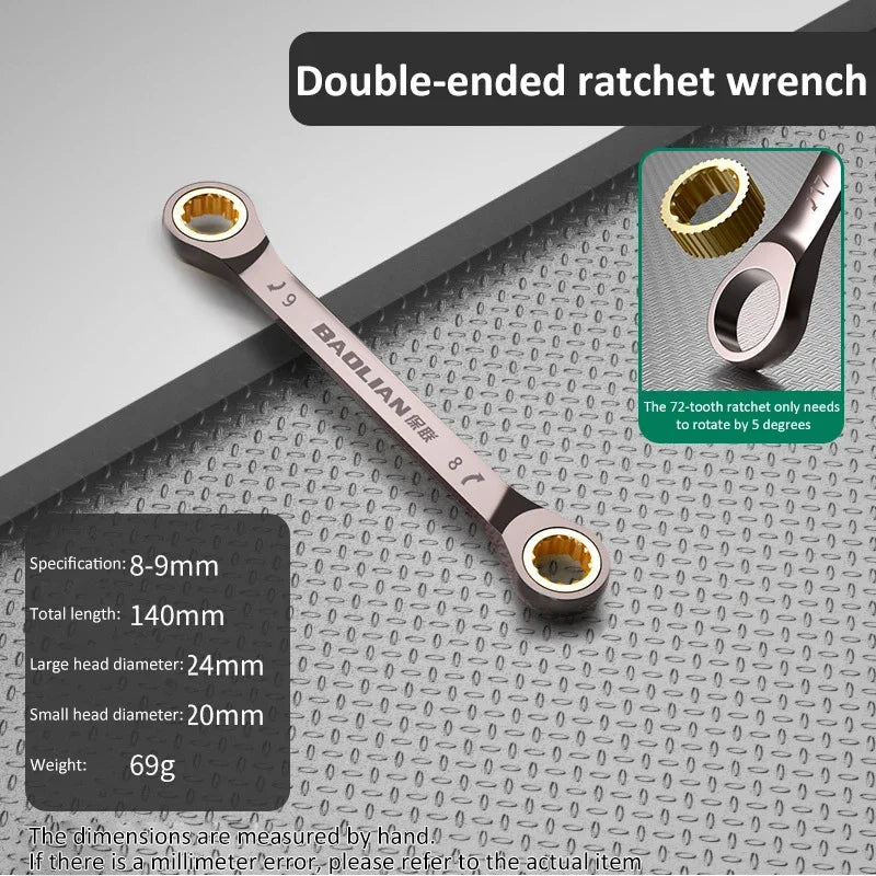 1Pc Dual-use Torx Wrench 6MM-27MM Dual Directional Plum Blossom Ratchet Wrench Universal Spanners for Car Repair Tools Hand Tool