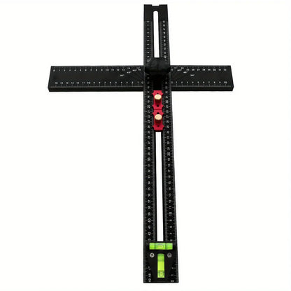 2-in-1 Adjustable T Square Drilling Positioning Ruler Aluminum Cabinet Drawer Hardware Hole Drilling Template Kit