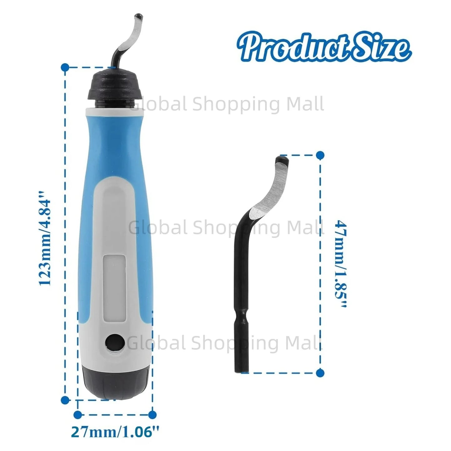 Deburring Tool Set NG1000 with 11 High Speed Steel Swivel Blades 360 Degree Rotary Head for Metal Resin Alu Copper Plastic PVC
