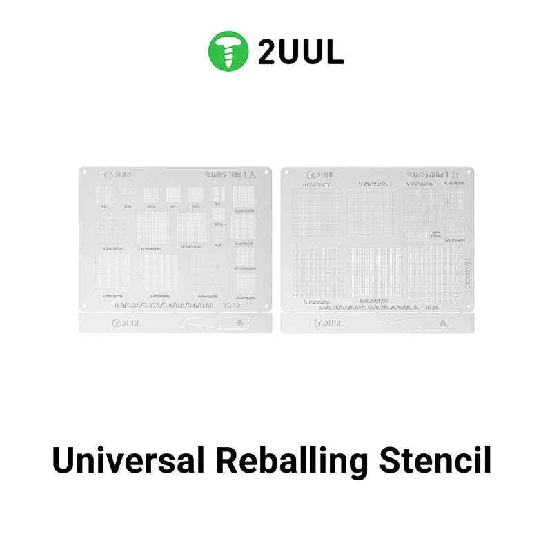 2UUL BG02 Universal Reballing Stencil AB BGA Reballing Stencil Kit Wide Compatibility Steel Mesh Solder Template