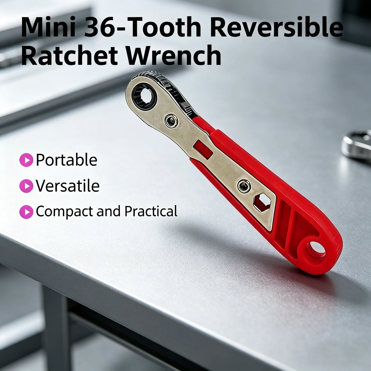 Mini 36-Tooth Two-Way Ratchet Screwdriver, Portable Dual-Direction Bit Wrench for Narrow Spaces, Household Auto Repair Tool