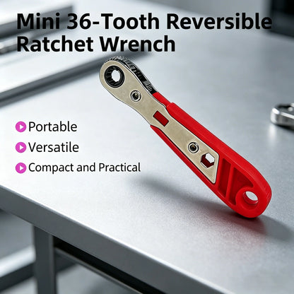 Mini 36-Tooth Two-Way Ratchet Screwdriver, Portable Dual-Direction Bit Wrench for Narrow Spaces, Household Auto Repair Tool