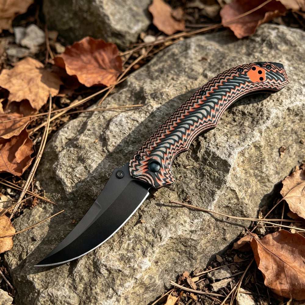 865 High Hardness Folding Knife G10 Handle Outdoor Hiking Wilderness Exploration Camping Cooking Barbecue Multi Functional Wear Resistant Practical Tool