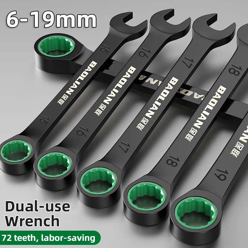 Dual-Purpose Wrench Fast Plum Blossom Ratchet Wrench Industrial Grade 72 Tooth Labor-Saving, Fast and Durable Dual-use Wrench