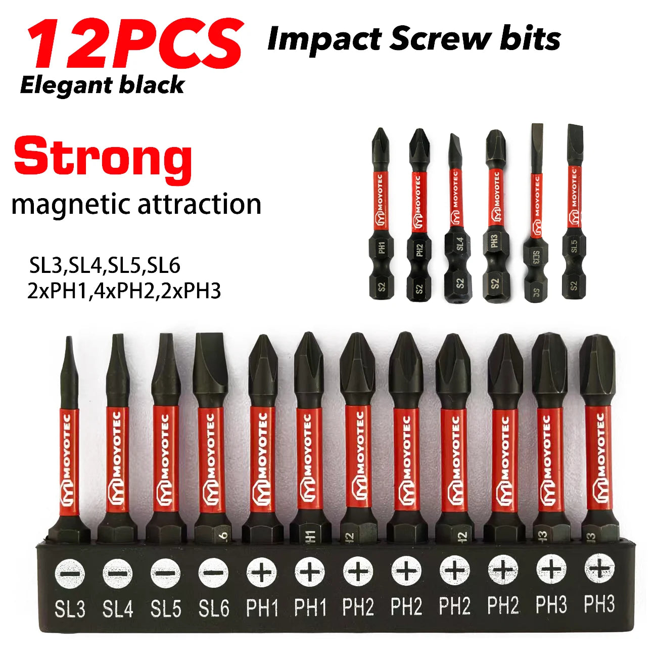 S2 High-Hardness Alloy Steel Impact-Resistant Screwdriver Bits, 12/24 Pieces Phillips and Flathead Dual-Purpose Bit Set, 25Mm/50Mm Dual-Length Torque Bits, Universal Screwdriver Bits for Electric Drills