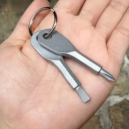 Portable Phillips Slotted Screwdriver Set Key Ring Keychain Mini Pocket Keyring Cross Screw Driver Repair Tool Gadget EDC Small