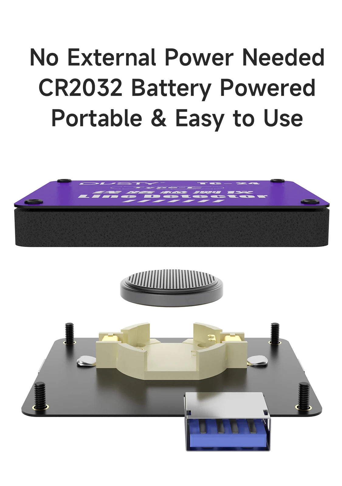 DUSTY TC-24 Type-C Cable Tester CR2032 Battery Powered 24 Pin Fast Charging Wire Continuity Checker For Phone Repair Tools
