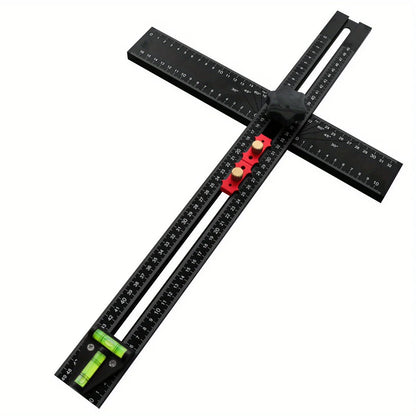 Adjustable 2-in-1 Drilling Drywall Positioning Square Ruler, Aluminum Alloy Cabinet Hardware Jig Door Hole Drilling Template