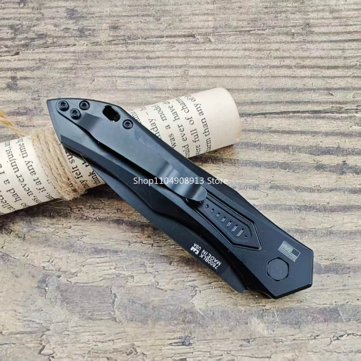 7800 LK Launch 6 KS Pocket Knife Black Plain Blade Aluminum Alloy Handle Outdoor Jungle EDC Hiking Utility Picnic Folding Knives