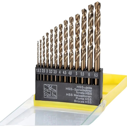 Metric M42 5% Cobalt Twist Drill Bits for Stainless Steel and Hard Metal(1.5mm-6.5mm/13pcs)