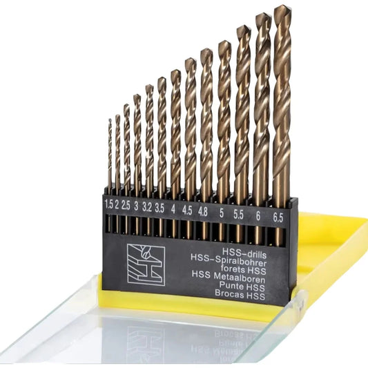 Metric M42 5% Cobalt Twist Drill Bits for Stainless Steel and Hard Metal(1.5mm-6.5mm/13pcs)