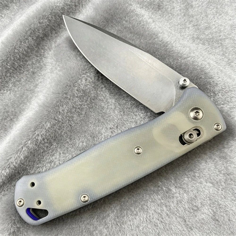 BM 535 Transparent Blue Folding Pocket Knife S30V Blade Non-Slip G10 Handle Portable EDC Tool for Outdoor Camping Daily Use Gift
