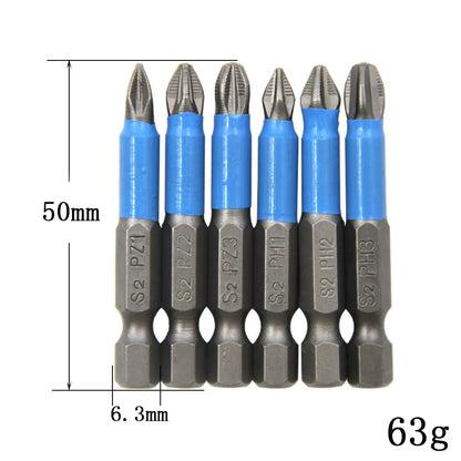 6pc Hexagonal Handle Anti Skid Electric Screwdriver Woodworking Cross Screwdriver Tool Set PH1 PH2 PH3 PZ1 PZ2 PZ3