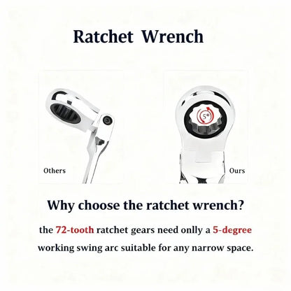 Ratchet Combination Wrench Set 6-32mm Gear Ring Ratcheting Combination Wrench Kit Metric Flexible Head with Canvas Bag Tools Set