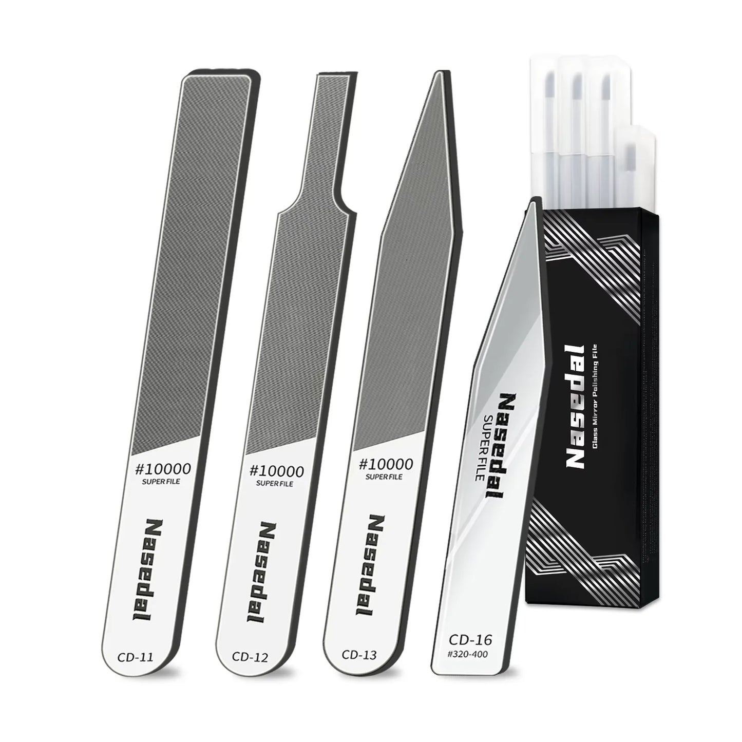 Nasedal 7Pcs Glass Files 320-10000 Grits Ultra Fine Mirror Sanding for Gundam Scale Model 3D Print Plastic Resin Polishing Tools